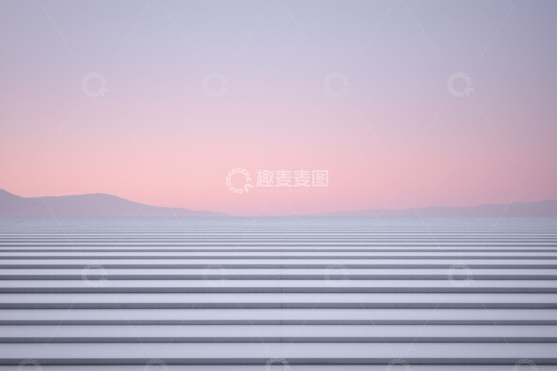 高清大图下载【趣麦麦图】渐变天空下的阶梯场景