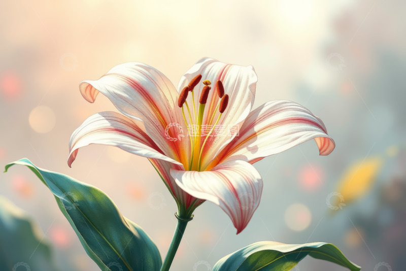 高清大图下载【趣麦麦图】特写粉色条纹百合花