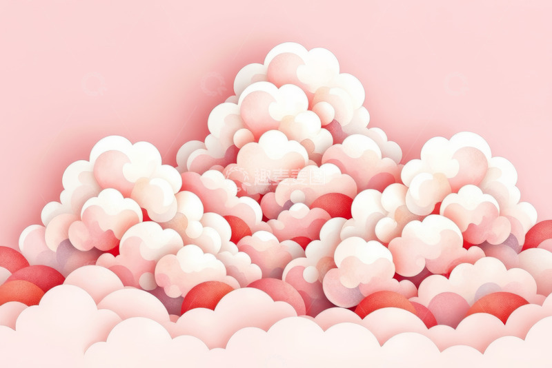 高清大图下载【趣麦麦图】粉色背景云朵设计素材