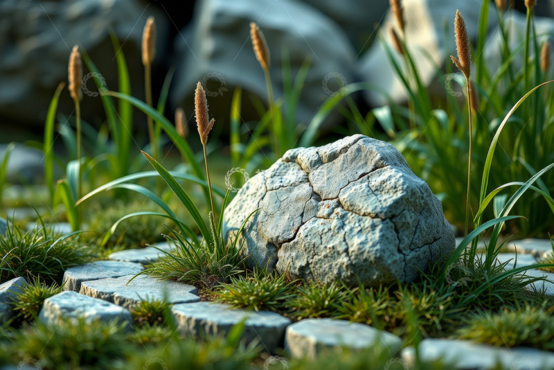 高清大图下载【趣麦麦图】石头旁的绿植景观
