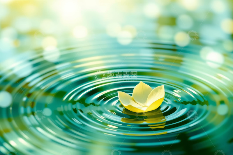 高清大图下载【趣麦麦图】漂浮在水面上的黄色花朵