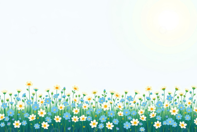 高清大图下载【趣麦麦图】阳光下的草地花卉风景