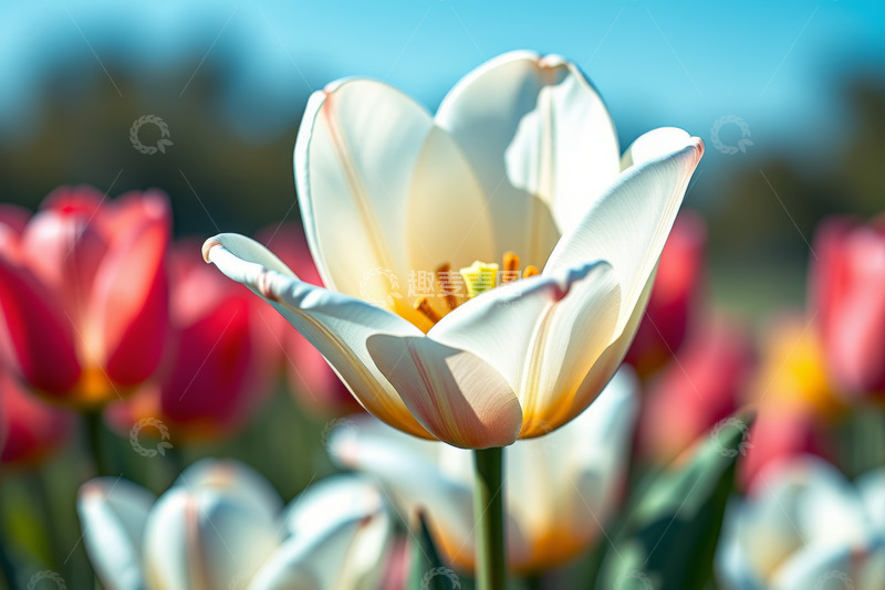 高清大图下载【趣麦麦图】特写白色郁金香花卉素材