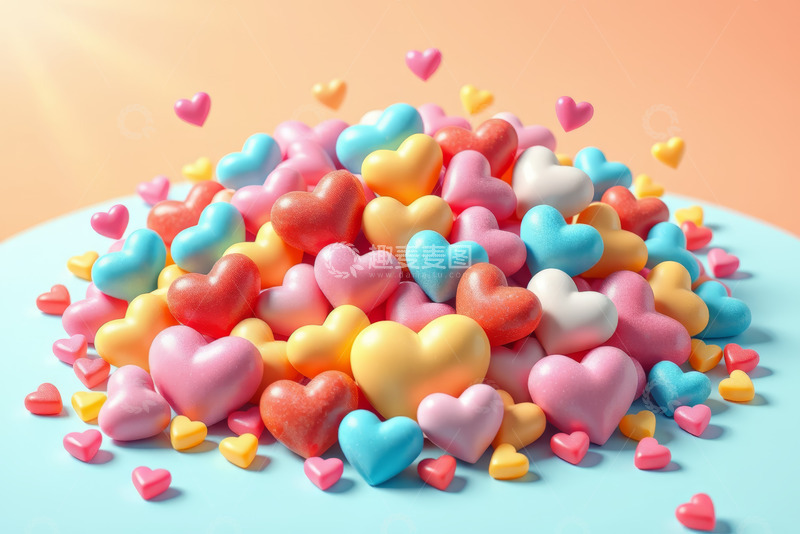 高清大图下载【趣麦麦图】彩色心形图案堆叠