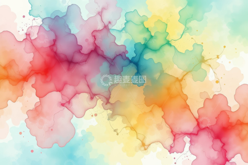 高清大图下载【趣麦麦图】彩色水墨晕染背景素材