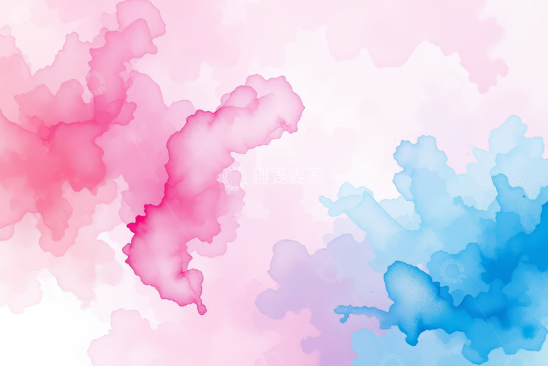 高清大图下载【趣麦麦图】粉蓝水彩抽象背景
