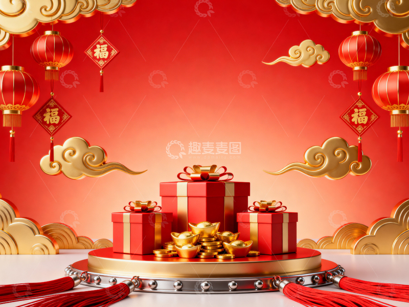 高清大图下载【趣麦麦图】新年元旦春节背景_普屏037