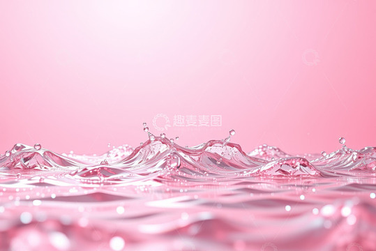 粉色背景下的水波纹与飞溅效果