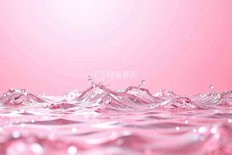粉色背景下的水波纹与飞溅效果