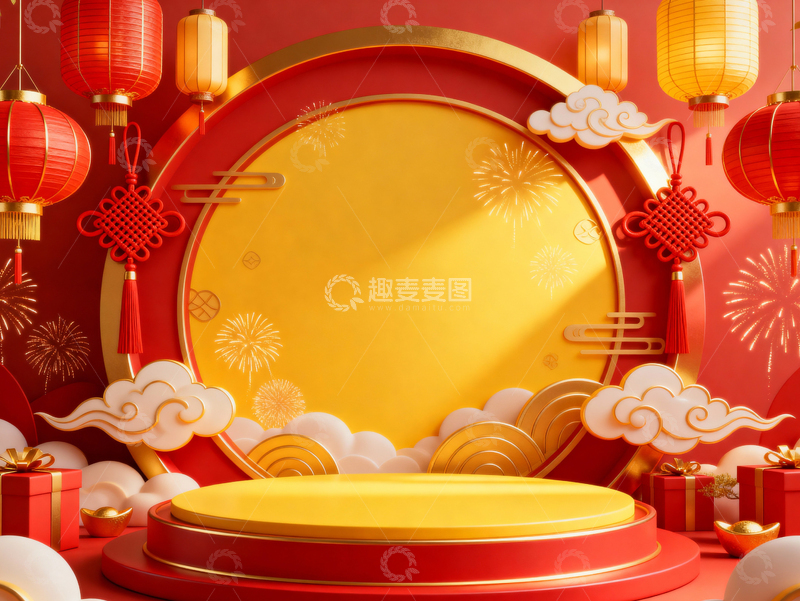 高清大图下载【趣麦麦图】新年元旦春节背景_普屏035