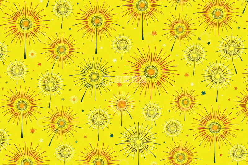 高清大图下载【趣麦麦图】黄色背景蒲公英图案设计