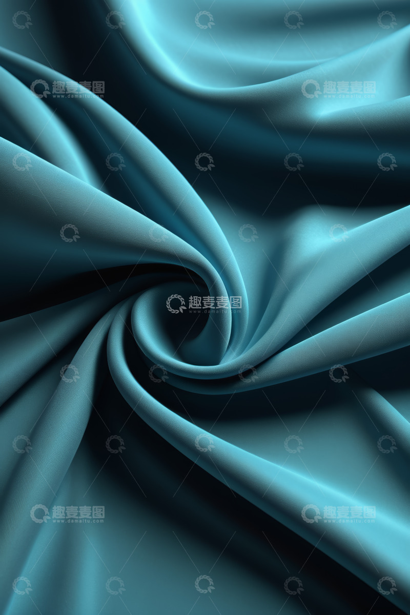 高清大图下载【趣麦麦图】蓝色丝绸布料纹理特写