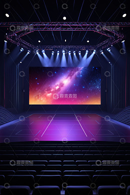 空旷舞台与星空背景场景