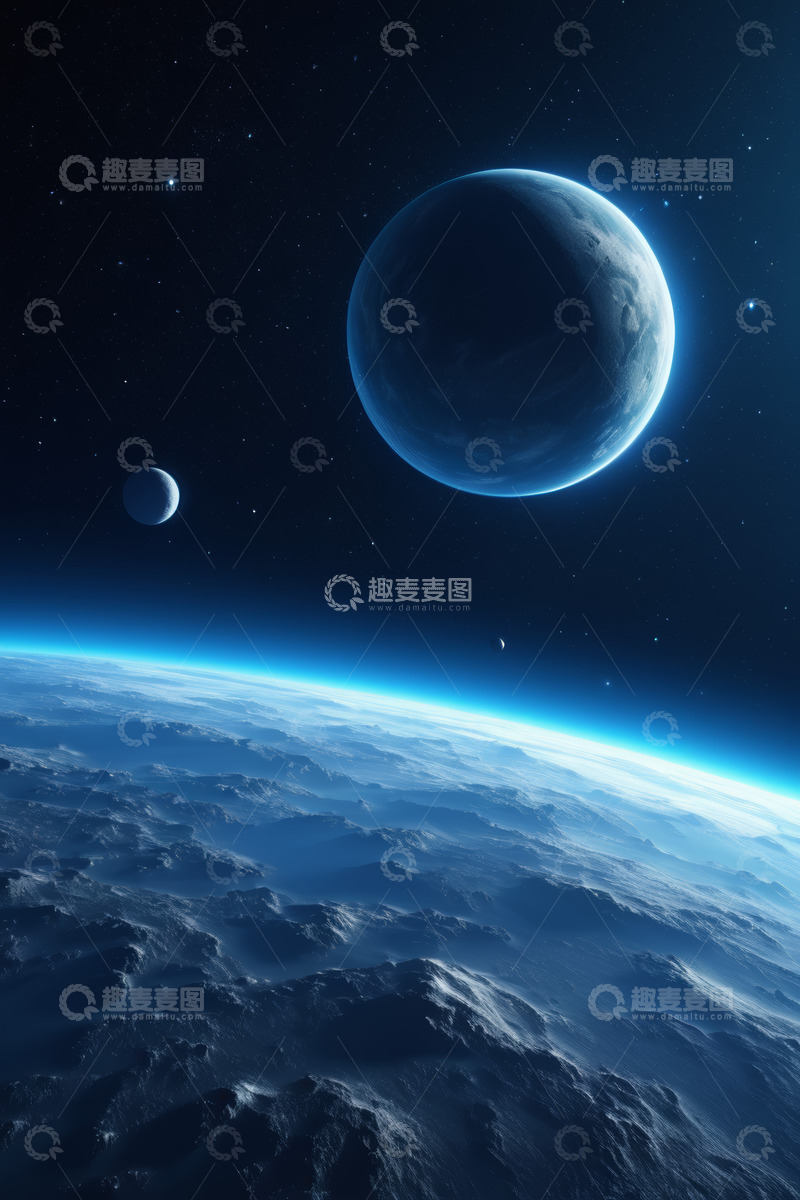 高清大图下载【趣麦麦图】太空中的地球与行星景象