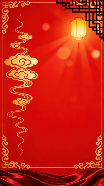 大红色背景灯笼祥云背景