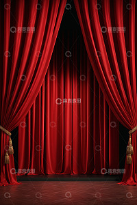 剧院舞台红色幕布场景