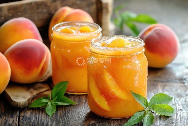 高清大图下载【趣麦麦图】放在桌面的美味黄桃罐头