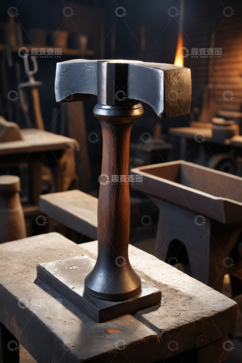 高清大图下载【趣麦麦图】铁匠铺中的金属锤子