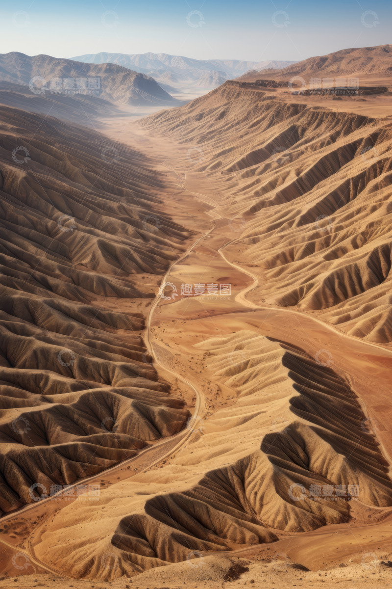 高清大图下载【趣麦麦图】沙漠山谷蜿蜒道路景观