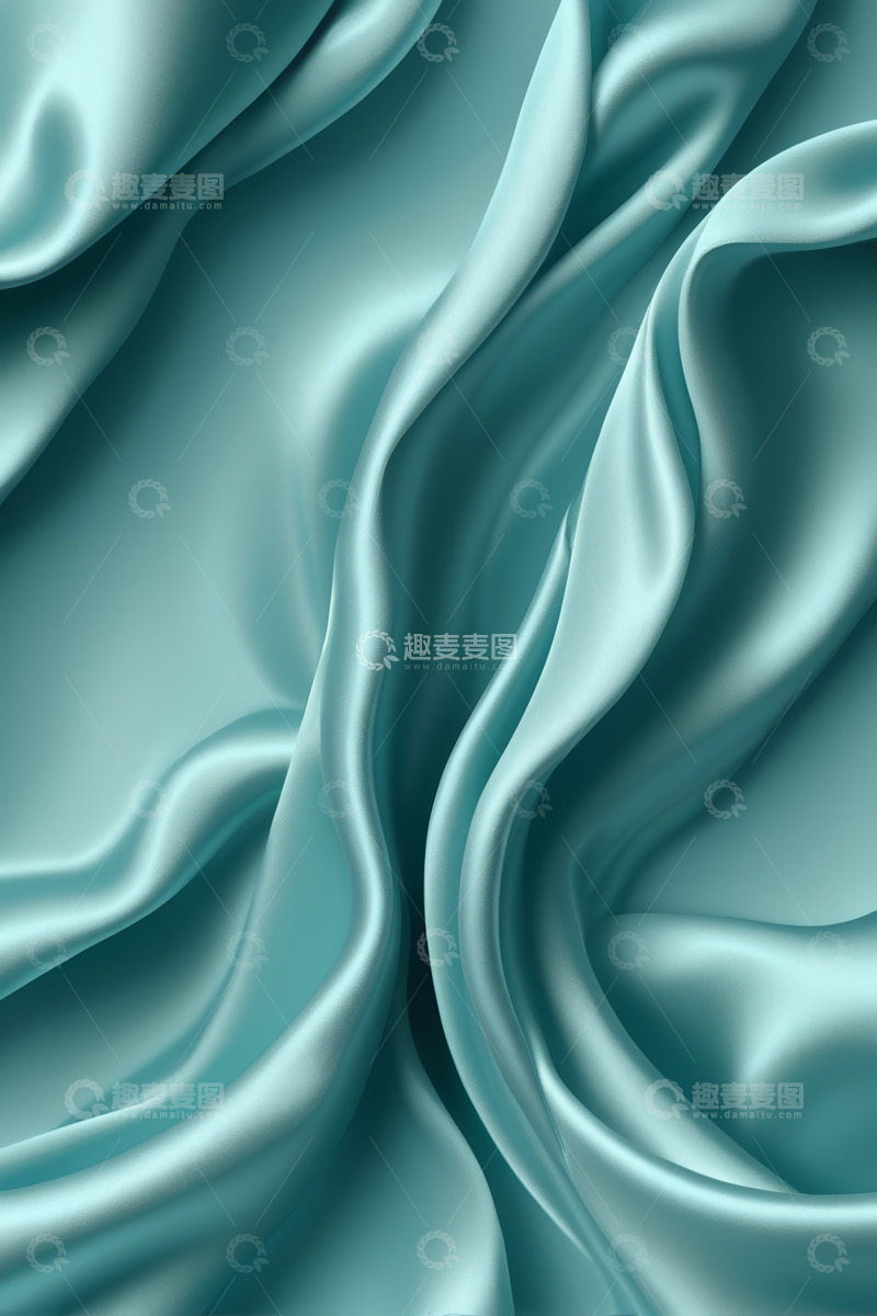 高清大图下载【趣麦麦图】蓝绿色丝绸布料纹理