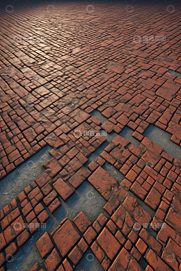 红砖铺就的地面纹理