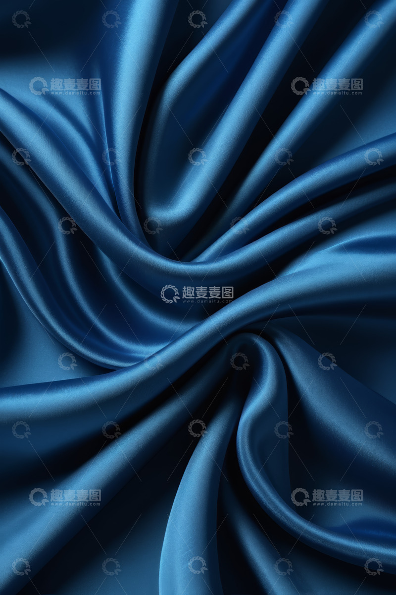 高清大图下载【趣麦麦图】蓝色丝绸布料纹理特写