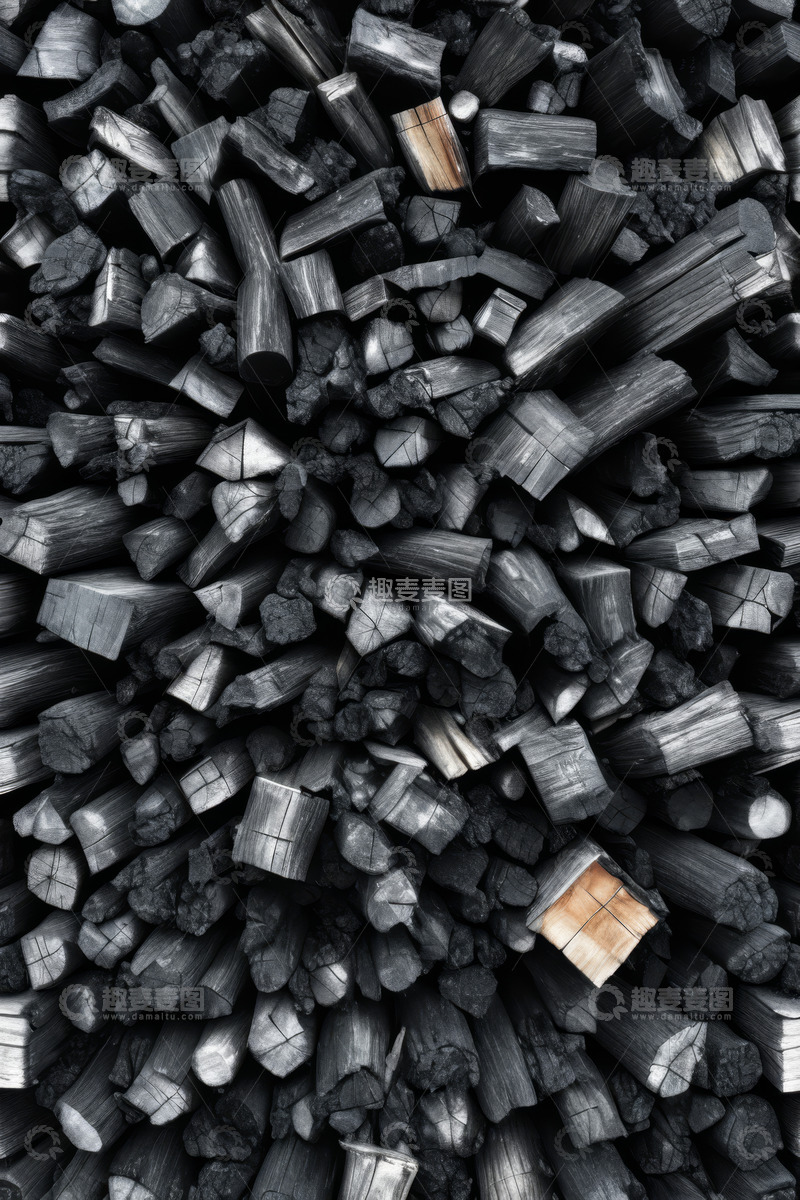 高清大图下载【趣麦麦图】堆叠整齐的黑色木材