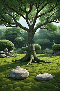 户外森林中的巨型大树景观