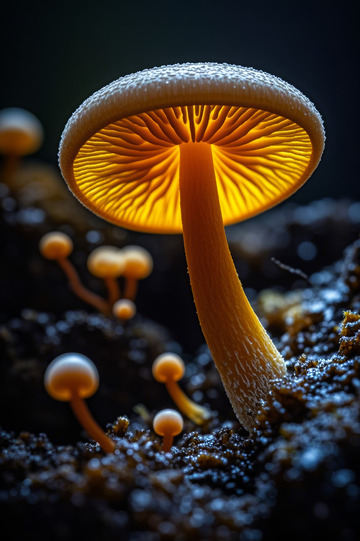 特写橙色蘑菇自然风光