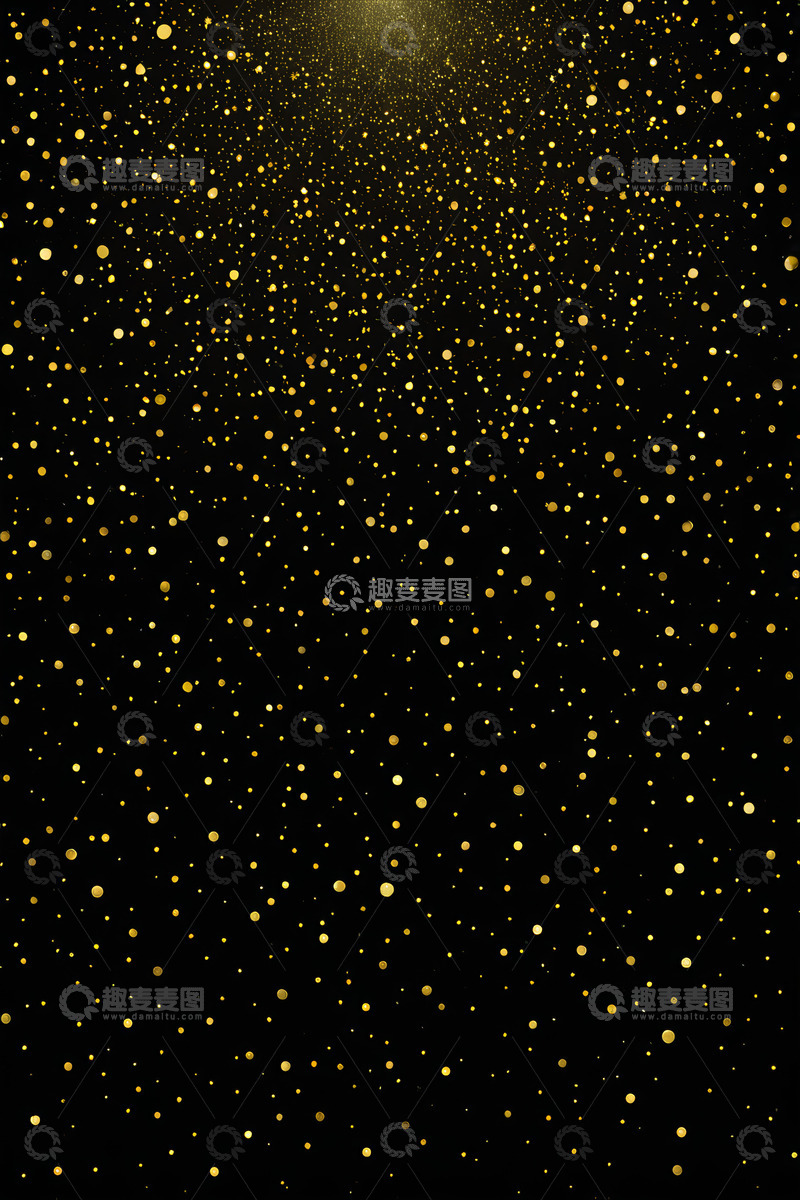 高清大图下载【趣麦麦图】黑色背景金色粒子悬浮画面