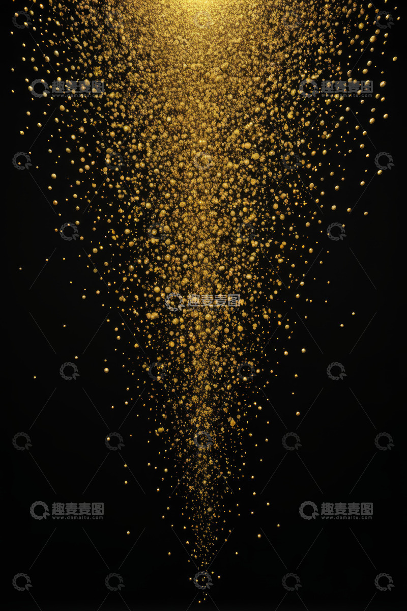 高清大图下载【趣麦麦图】黑色背景金色粒子下落效果