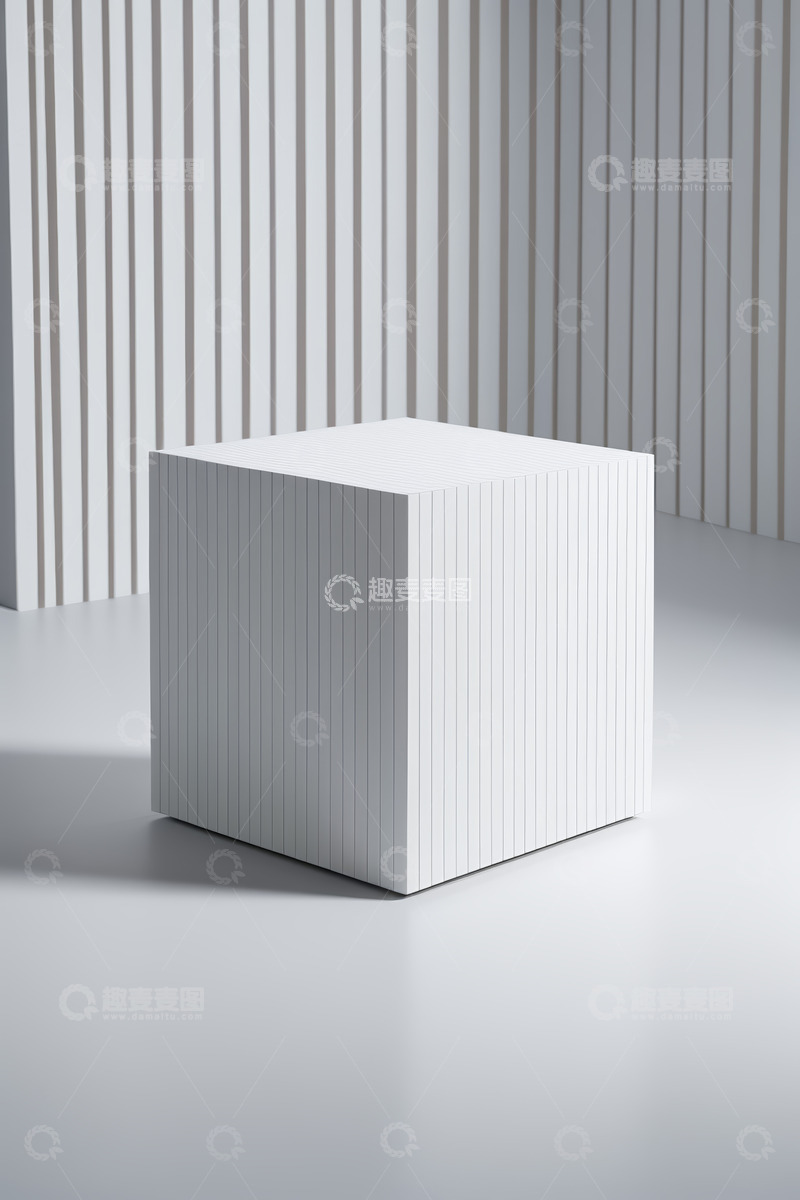 高清大图下载【趣麦麦图】白色条纹立方体现代背景