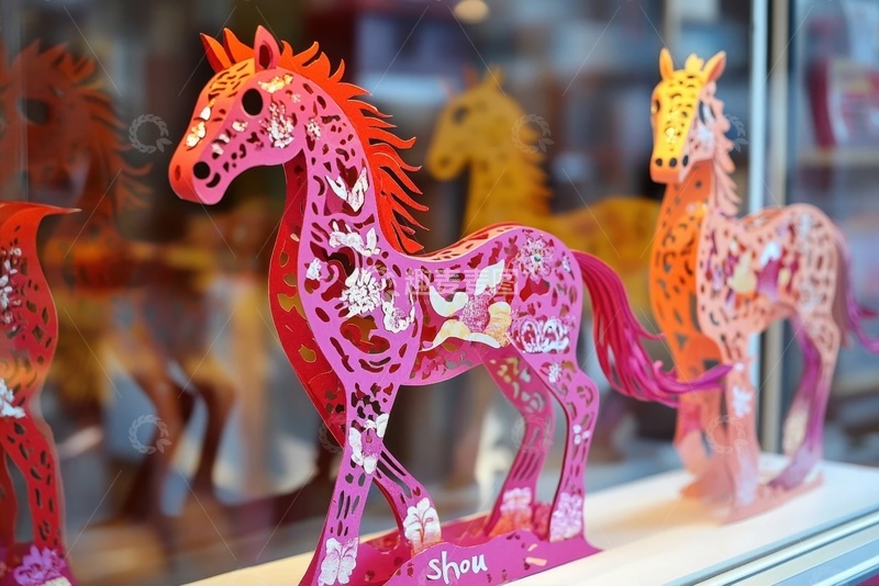 高清大图下载【趣麦麦图】一匹红色的马匹剪纸