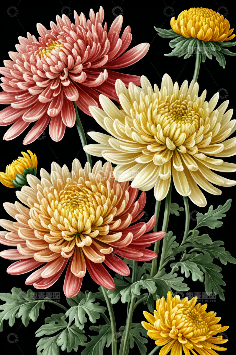 高清大图下载【趣麦麦图】多色菊花特写