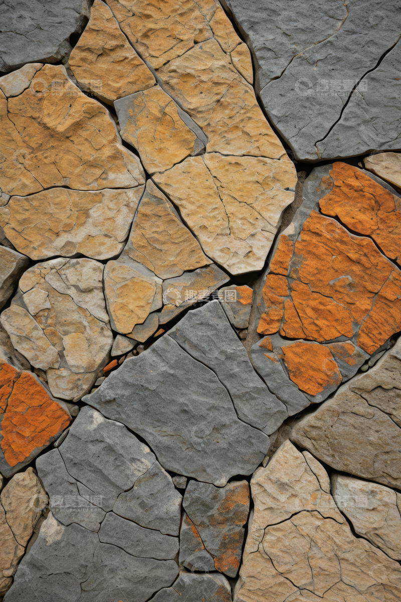 高清大图下载【趣麦麦图】彩色拼接石块墙面纹理
