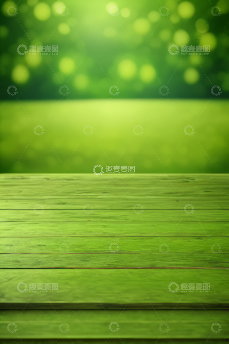 高清大图下载【趣麦麦图】绿色自然背景木质桌面