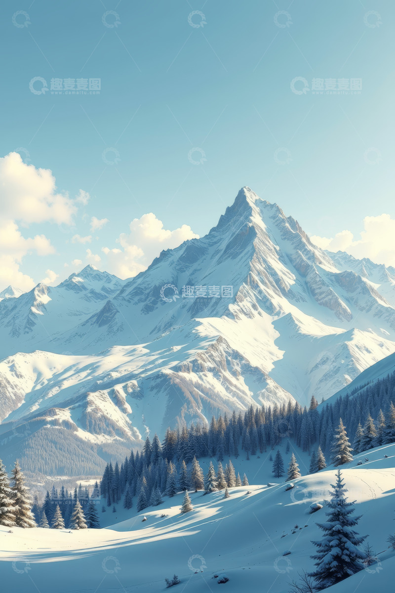 高清大图下载【趣麦麦图】雪山自然风光全景