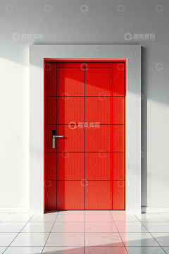 室内红色大门特写
