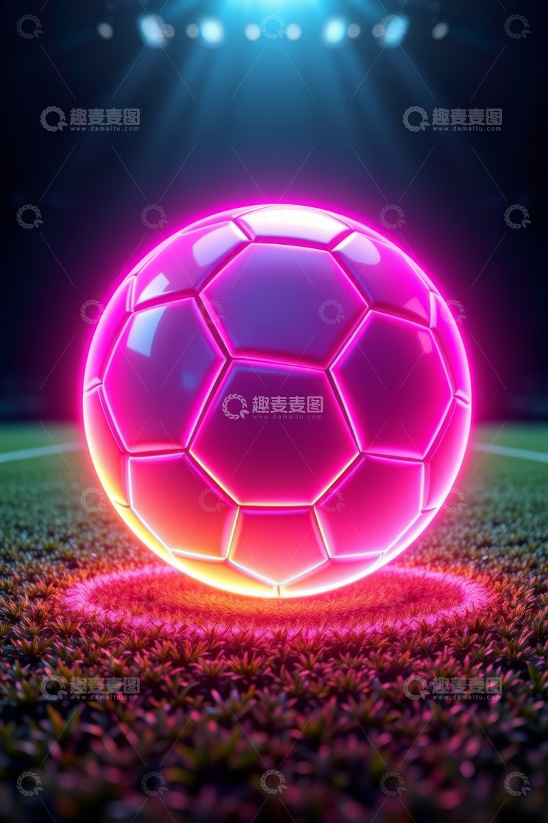 高清大图下载【趣麦麦图】足球场发光足球特写