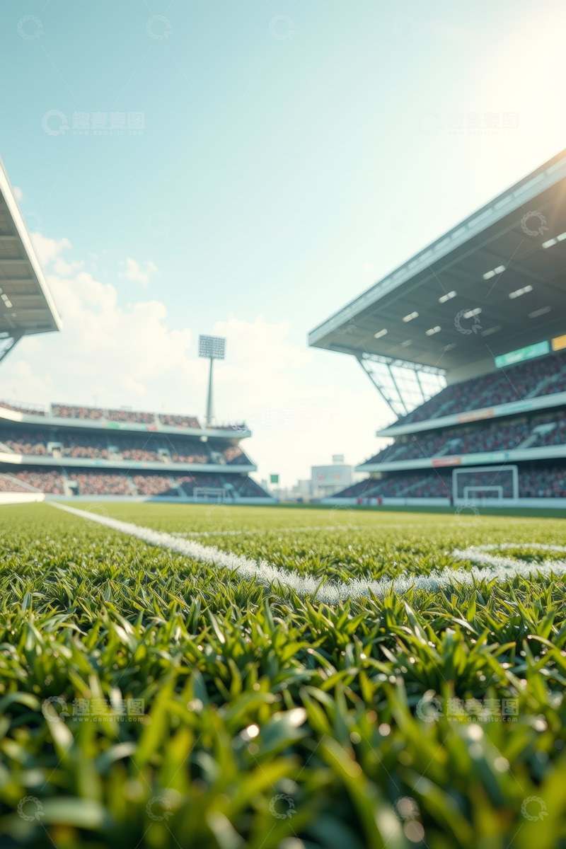 高清大图下载【趣麦麦图】阳光照耀下的足球场全景