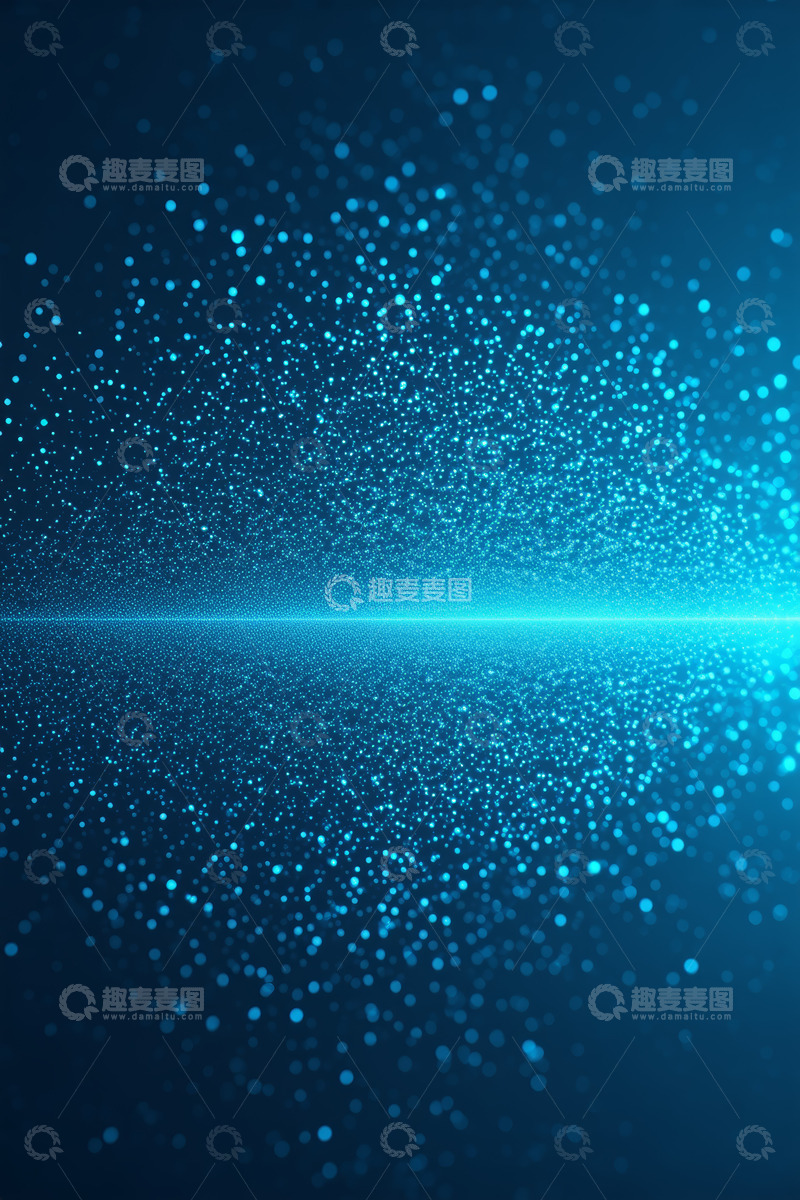 高清大图下载【趣麦麦图】蓝色发光粒子抽象背景素材