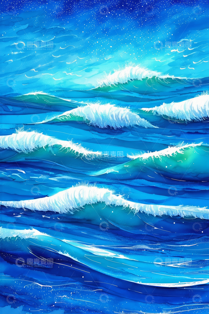 高清大图下载【趣麦麦图】蓝色海洋海浪风景