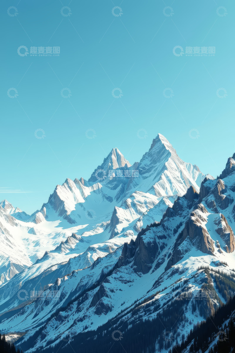 高清大图下载【趣麦麦图】雪山壮丽自然风光