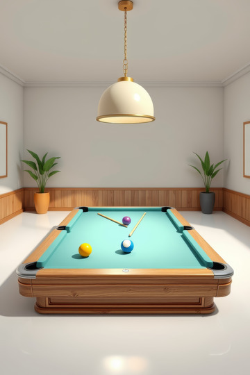 室内台球桌与台球布置场景