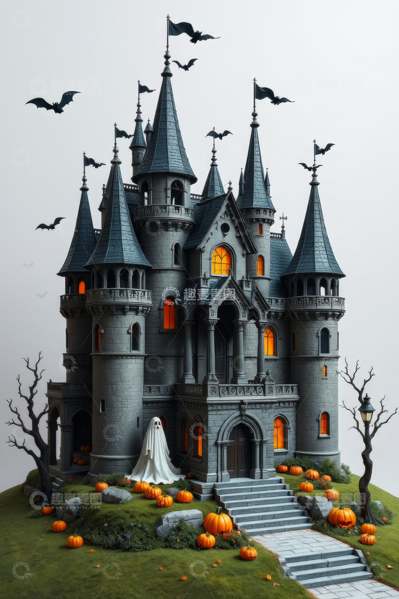 高清大图下载【趣麦麦图】万圣节主题恐怖城堡模型