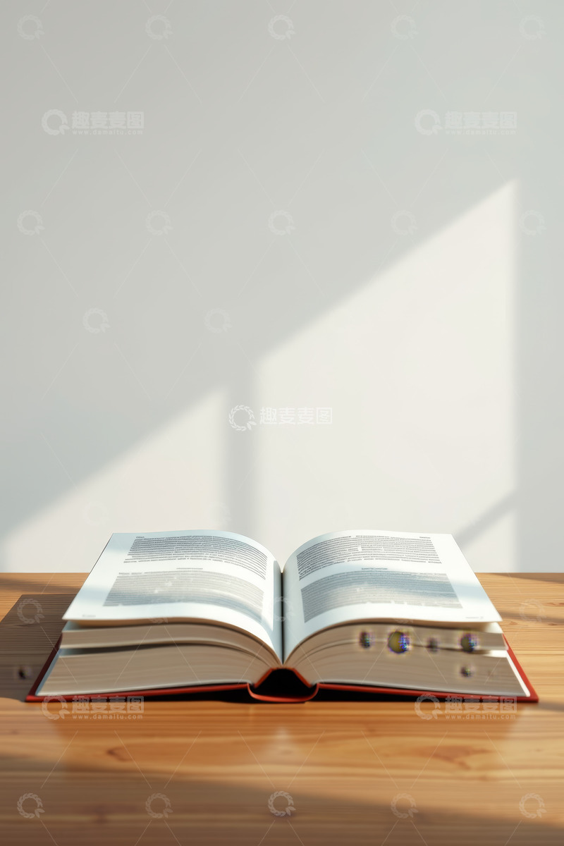 高清大图下载【趣麦麦图】木桌上翻开的书籍