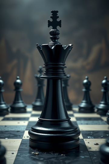 黑色国际象棋国王棋子特写