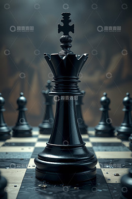黑色国际象棋国王棋子特写