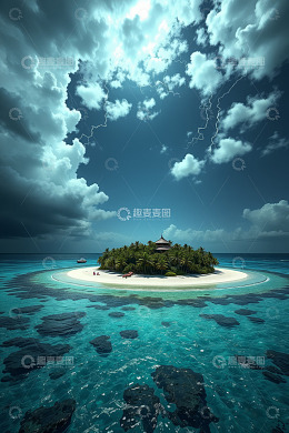 海洋中的热带小岛风光