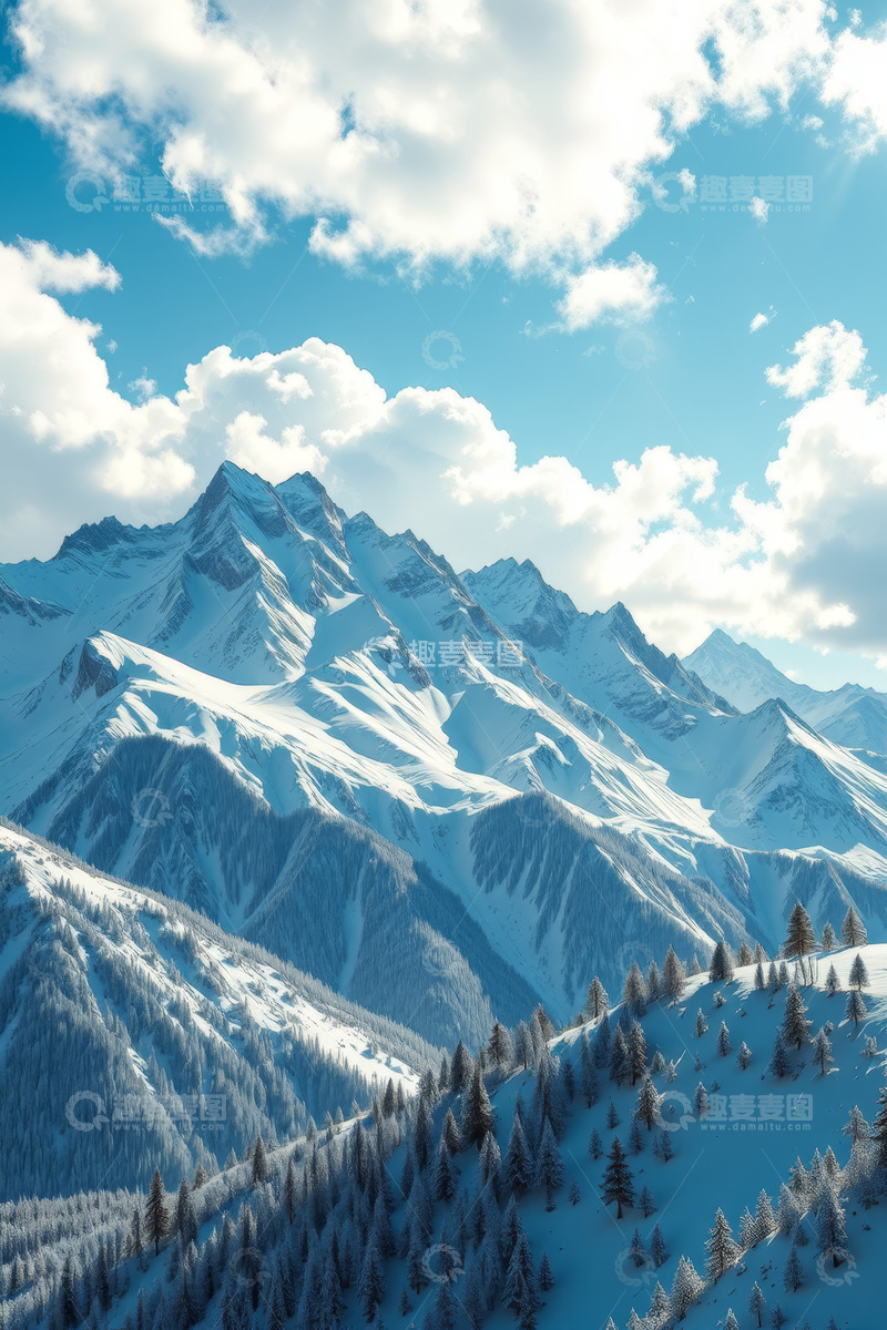 高清大图下载【趣麦麦图】雪山蓝天自然景观
